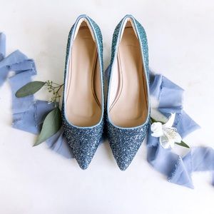 Blue sequin heels, size 8.5